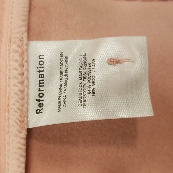 💕REFORMATION💕 Lester Coat ~ Faux Fur Shawl Collar Double Breasted Pink S NWT - Picture 15 of 15